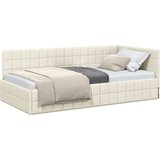  Kutni okvir kreveta s uzglavljem Krema 90 x 200 cm Baršun | shoptok.hr