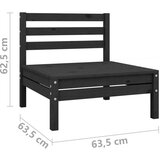  Srednja vrtna sofa crna od masivne borovine | shoptok.hr