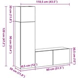  3-dijelni set TV ormarića crni hrast od umjetnog drva | shoptok.hr