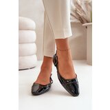 Boto Glossy Ballerinas On Low Heel With Open Heel Black Kairael | Shoptok.si