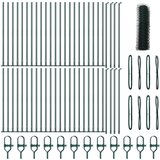 vidaXL Šesterokotna ograja Zelena 0.6x100 m Jeklo, Ograjni stebri s podstavki 13 kos Ø32mm 70cm Galvanizirano jeklo | Shoptok.si
