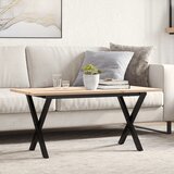 vidaXL Klubska mizica X okvir 100x50x45 cm trdna borovina lito železo Cene
