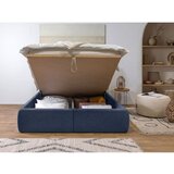 Bobochic Paris Temno modra oblazinjena zakonska postelja s prostorom za shranjevanje z letvenim dnom 160x200 cm Garance – | Shoptok.si