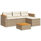  The Living Store Vrtna sedežna garnitura 3-delna z blazinami bež poli ratan - Vrtna Sedežna Garniture, (21455132) | Shoptok.si