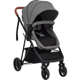 vidaXL Otroški voziček 2 v 1 svetlo siv in črn jeklen, (20802369) | Shoptok.si