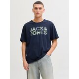 Jack & Jones Majica 'JJEJEFF' noćno plava / siva / pastelno zelena | shoptok.hr