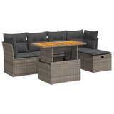  6-dijelni set vrtnih sofa poliratan i bagrem s jastucima sivi | shoptok.hr
