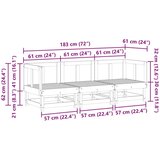  Sekcionalna sofa 3 Komad Vosak Smeđa Čvrsto borovo drvo - Vosak smeđa bor 2x corner +middle | shoptok.hr