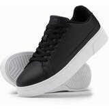 Ombre Men&#039;s eco leather sneakers shoes with thick sole - black cene