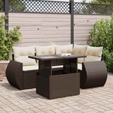  5-dijelni set vrtnih sofa s jastucima poliratan smeđi | shoptok.hr