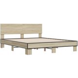 vidaXL Posteljni okvir sonoma hrast 160x200 cm inž. les in kovina, (21151872) Cene