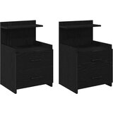 vidaXL Nočne omarice 2 kosa z 2 predaloma črne 40x36,5x62 cm | Shoptok.si