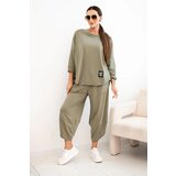 Kesi Włoski Cotton set sweatshirt + pants light khaki | Shoptok.si