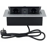 mitea electric popup nameštajska priključnica dvostruka + usb tip-a+tip-c 5V 2.1A 10W ME-PN-1209-USB/S-2 1.5m 16A 250V-3600W 3x1.5mm2