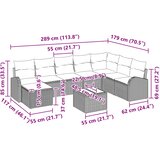  Sjedeća garnitura za vrt s jastukom 9 pcs Smeđa Poli Ratan | shoptok.hr