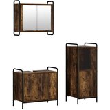  Set ormarića za kupaonicu 3 kom. Dimljeni hrast - Dimljeni hrast Kupaonski ormarić (2 vrata) + viseći ormarić + kupaonski ormar | shoptok.hr