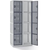 eurokraft pro Omara iz naluknjane pločevine, širina 800 mm, razdelek 400 mm, 8 predelkov, za ključavnico obešanko, vrata bazaltno siva | Shoptok.si
