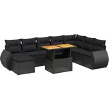  The Living Store Vrtna sedežna garnitura 9-delna z blazinami črn poli ratan - Vrtna Sedežna Garniture, (21460059) | Shoptok.si