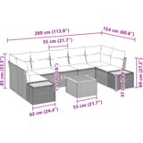 vidaXL 8-dijelni set vrtne sofe s jastucima Crni poly ratan akacija | shoptok.hr