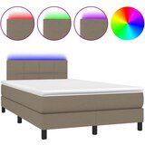 vidaXL Box spring postelja z vzmetnico LED taupe 120x190 cm blago, (21128058) | Shoptok.si