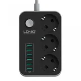 produžni kabl ldnio SE3631 3 eu plug + 6 usb plug max 2500W 1.6M black
