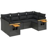 vidaXL Vrtna sedežna garnitura 6-delna z blazinami črna poli ratan, (21059313) | Shoptok.si