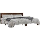 vidaXL Posteljni okvir dimljeni hrast 200x200 cm inž. les in kovina, (21151911) | Shoptok.si