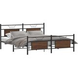 vidaXL Kovinski posteljni okvir brez vzmetnice rjavi hrast 160x200 cm | Shoptok.si