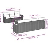 vidaXL 8-dijelni set vrtnih sofa od poliratana s jastucima crni | shoptok.hr