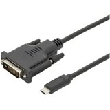 Digitus USB-C® / DVI adapterski kabel USB-C® vtič\, DVI-D 24+1-polni vtič 2.00 m črna AK-300332-020-S zaščiten\, dvojno oklopljen USB-C®-Display kabel, (20416718) Cene