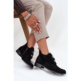 Zazoo Suede Women's Loafers with Decorative Flowers 3080 Black Cene