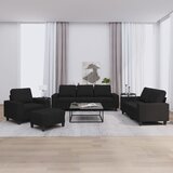  4-dijelni set sofa crni od tkanine Cijene