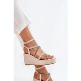 Boto Women's Wedge Sandals With Decoration On Straps Beige Lunara | ePonuda.com