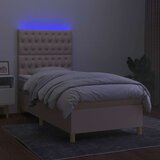 Krevet box spring s madracem LED krem 100x200 cm od tkanine | shoptok.hr