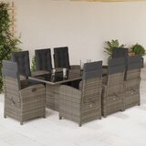vidaXL Vrtna jedilna garnitura 9-delna z blazinami siv poli ratan | Shoptok.si