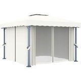  Sjenica sa zastorima i LED svjetlima 3 x 3 m krem bijela | shoptok.hr