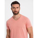 Ombre BASIC men's classic cotton tee-shirt with a v-neck - pink | shoptok.hr