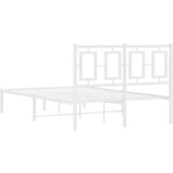 vidaXL Kovinski posteljni okvir z vzglavjem bel 120x190 cm | Shoptok.si