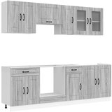  8-dijelni set kuhinjskih ormarića Kalmar konstruiranog drva Siva | Shoptok.si