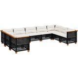  The Living Store Vrtna sedežna garnitura 9-delna z blazinami črn poli ratan - Vrtna Sedežna Garniture, (21461303) | Shoptok.si