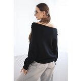 Kesi Włoski Women's asymmetrical batwing viscose sweater black | Shoptok.si
