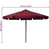  Vrtni suncobran s drvenom šipkom 330 cm bordo | shoptok.hr