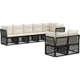vidaXL Vrtna sedežna garnitura 8 pcs Črna poli ratan, (5000269859) | Shoptok.si