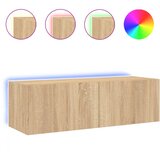 Maison Chic Stenska TV omarica - TV stojalo - Televizijska omarica z LED lučkami sonoma hrast 100x35x31 cm, (21702302) | Shoptok.si