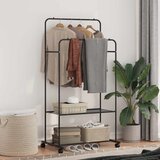  Stalak za odjeću s policom s kotačem Crna 80 x 53 x 156 cm | shoptok.hr