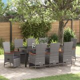vidaXL set od 9 komada vrtne blagovaonske garniture s jastucima sive poli ratan | shoptok.hr