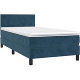 Box spring krevet s madracem tamnoplavi 90x200 cm baršunasti | shoptok.hr