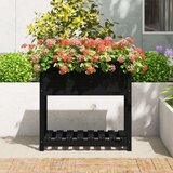 vidaXL Visoka greda s polico črna 82,5x54x81 cm trdna borovina | Shoptok.si