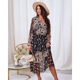 Resti Black and beige mesh midi dress with print | Shoptok.si