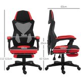  Ergonomska uredska i igraća stolica s osloncem za noge crno-crvena | shoptok.hr